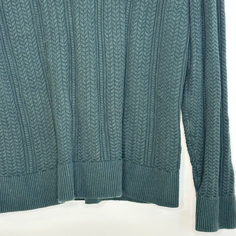 Abercrombie & Fitch Polo Sweater Mens S Green Cable Knit Long Sleeve - Picture 4 of 8